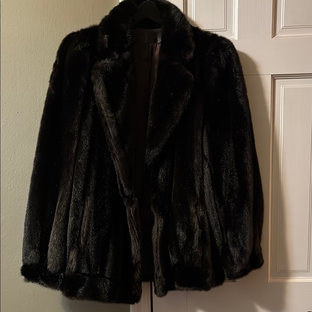 Elegant Black Faux Fur Coat